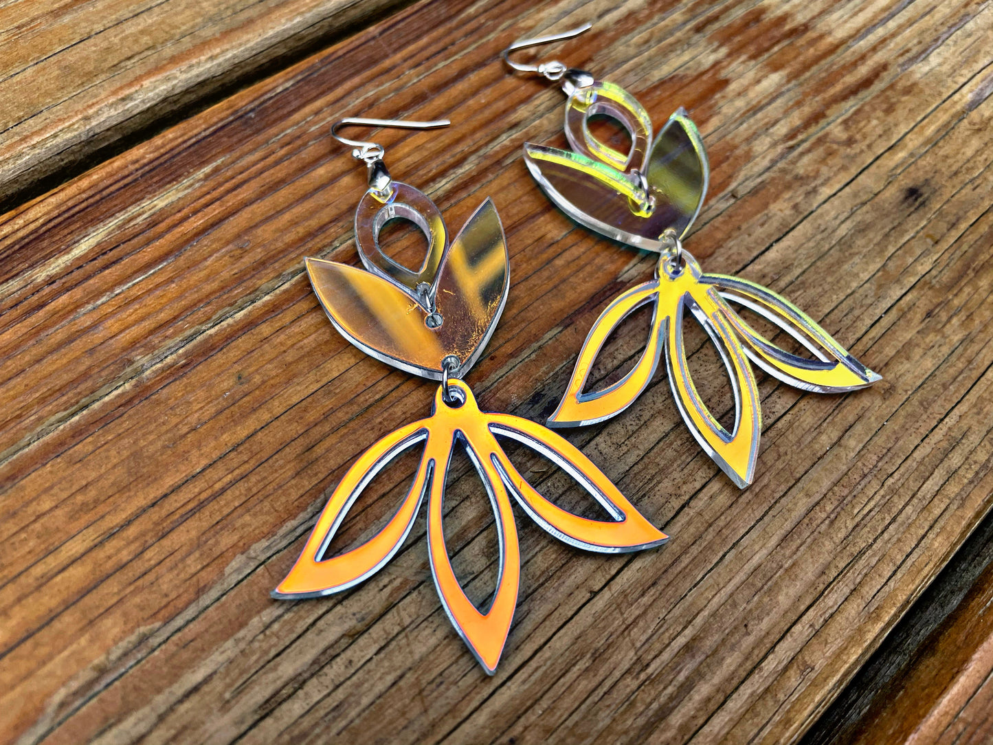 Iridescent Acrylic Floral Earrings