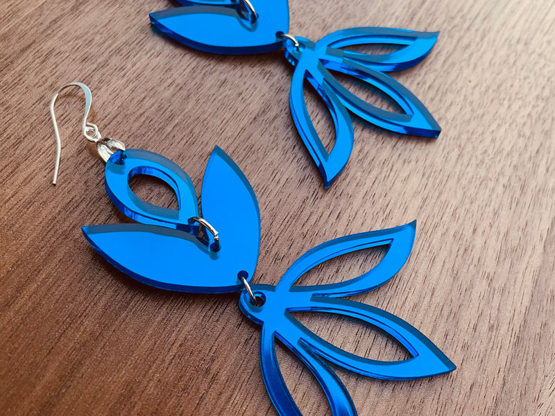 Royal Blue Mirror Acrylic Earrings