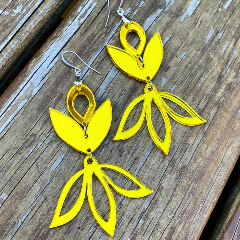 Yellow Mirror Acrylic Earrings