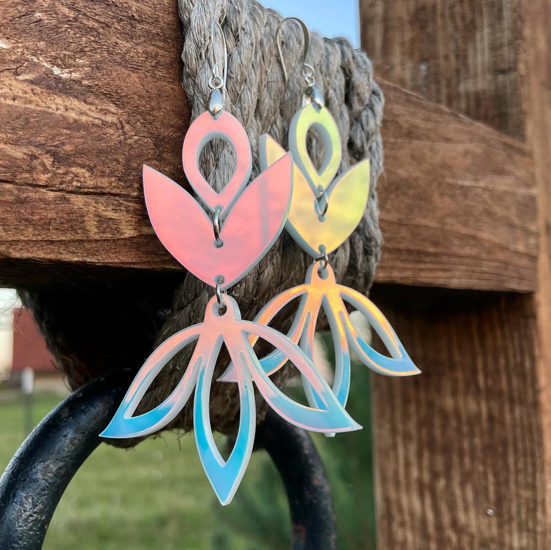 Iridescent white Acrylic Earrings