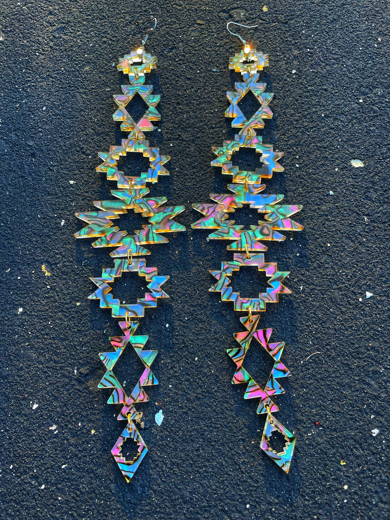 Zebra Abalone XxL Aztec Drop Earrings