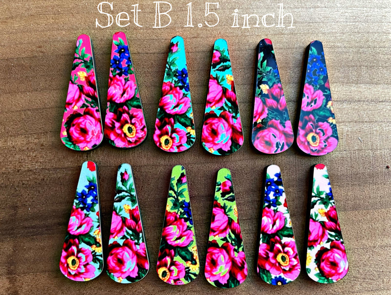 Set B Floral Wood Cabochon Set