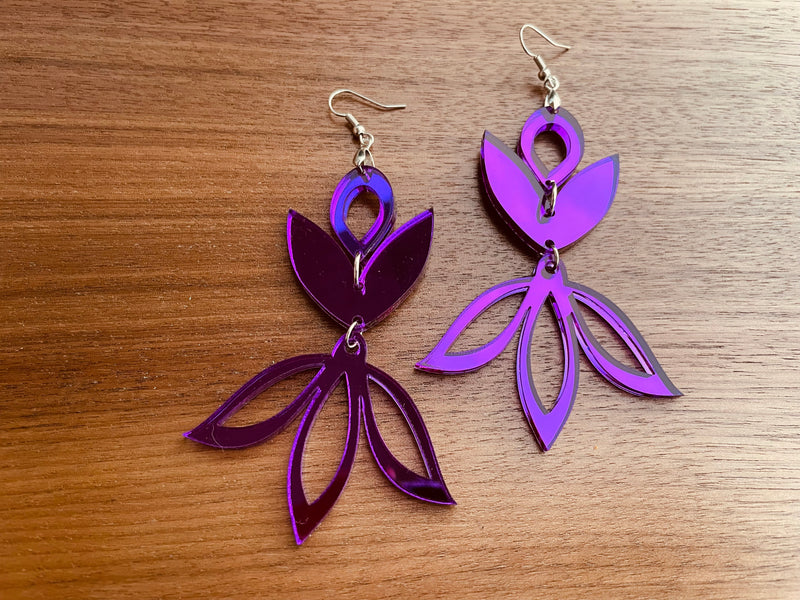 Purple Mirror Acrylic Earrings