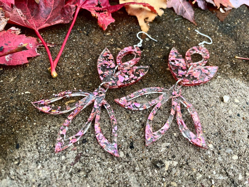 Rose Gold Flake Acrylic Earrings