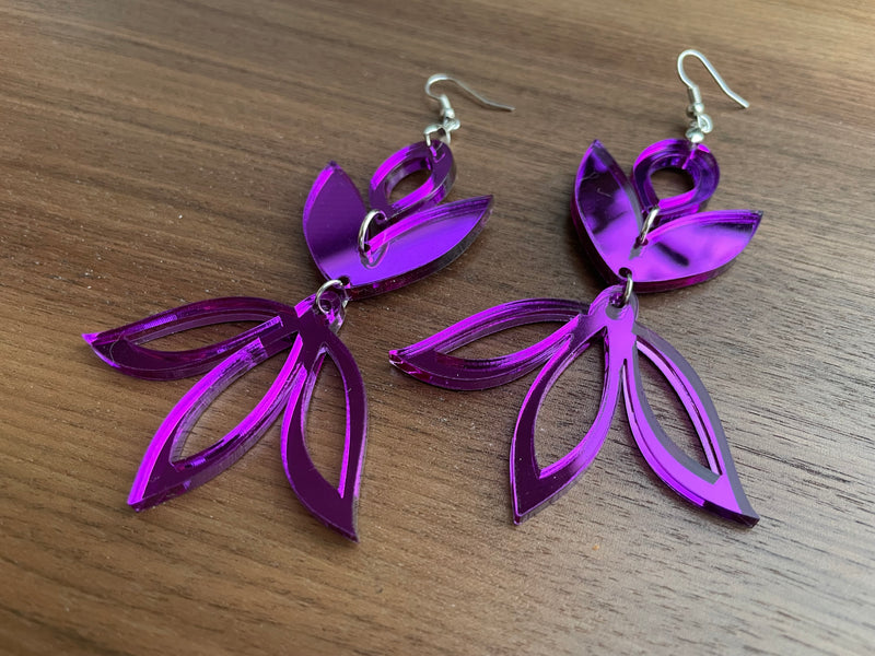 Purple Mirror Acrylic Earrings