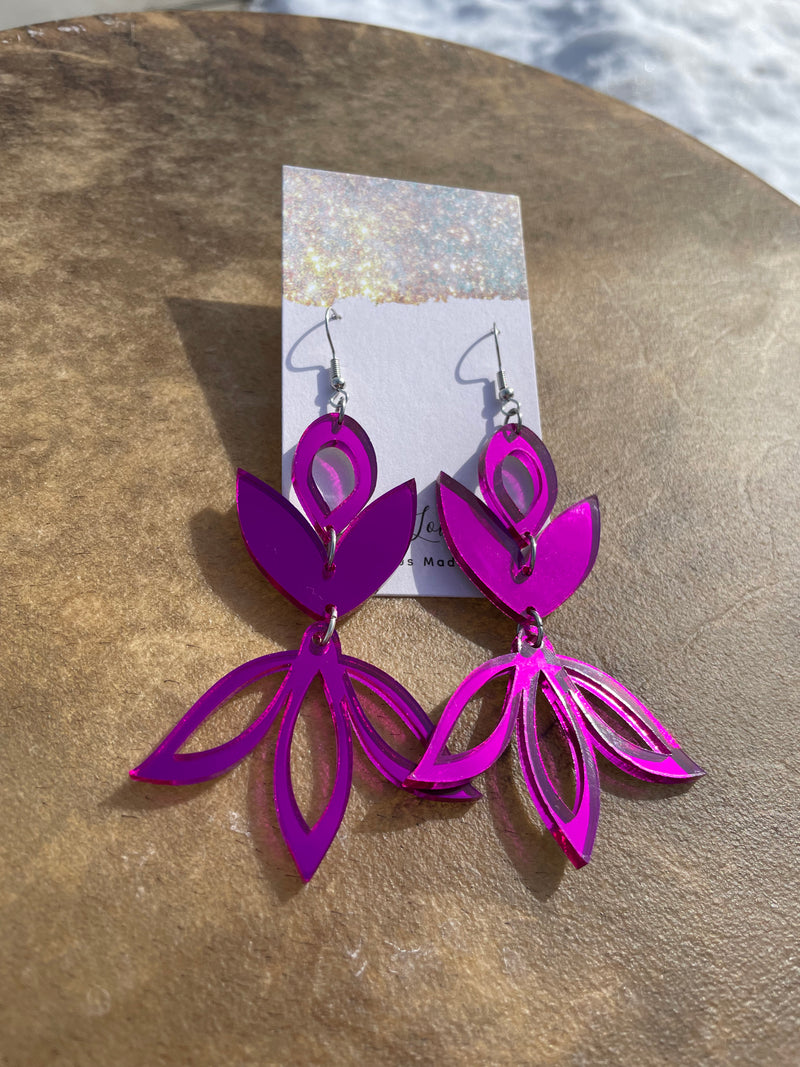 Party Pink Mirror Acrylic Earrings