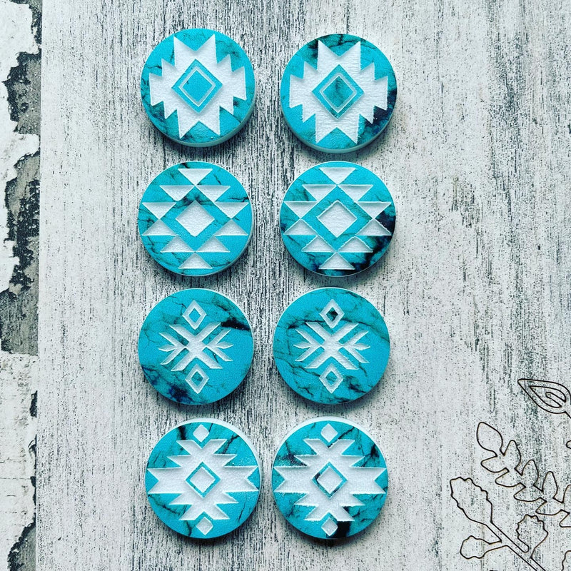 Turquoise Tribal Acrylic Cab set