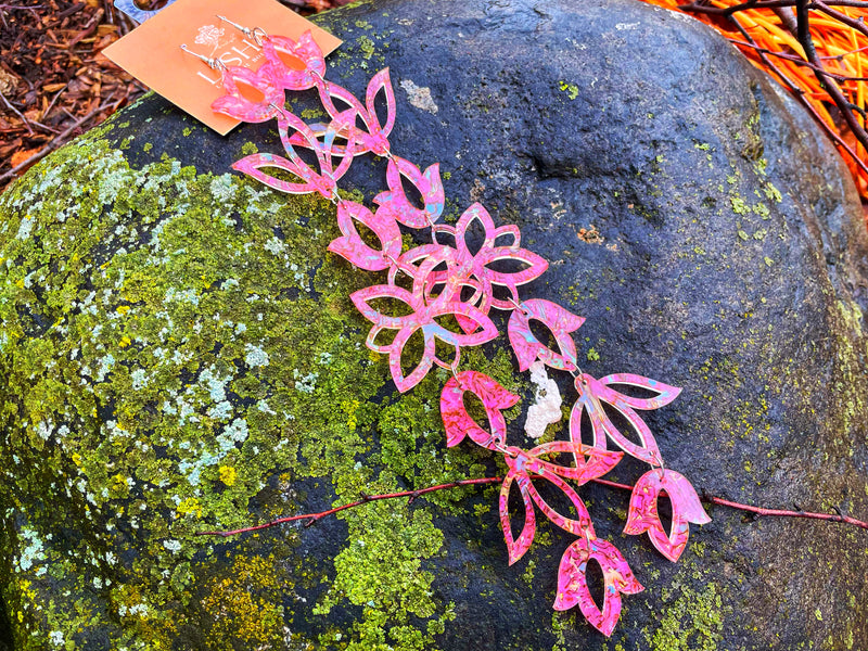 Desert Peach XxL Floral Drop Earrings